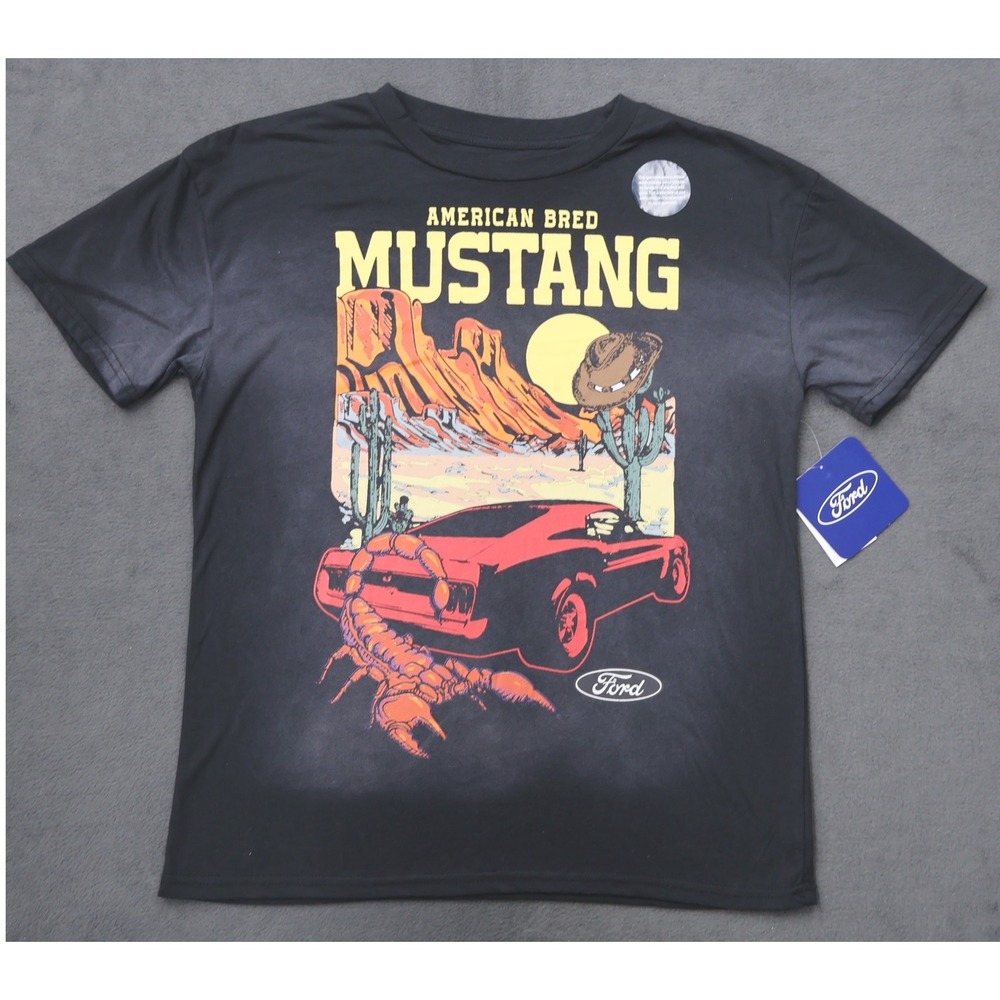 Ford Mustang Graphic T-Shirt Kids XXL 18 Black New American Bred Desert Scorpion